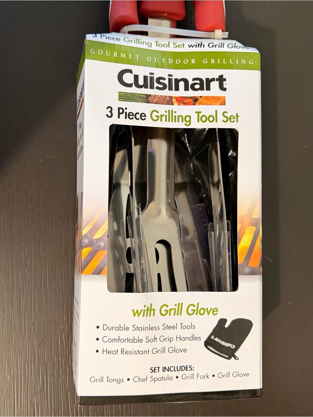 Cuisinart 3-Piece Grilling Tool Set with Red Handles